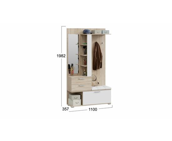 Вешалка комбинированная с крючками и зеркалом «Эрика», изображение 2 | Интернет магазин мебели и декора LifeDekor