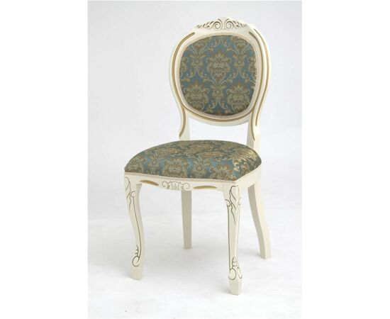 Стул Милорд №12 (Слоновая кость1013+патина золото/ткань Андрис бирюза Вензель), изображение 2 | Интернет магазин мебели и декора LifeDekor