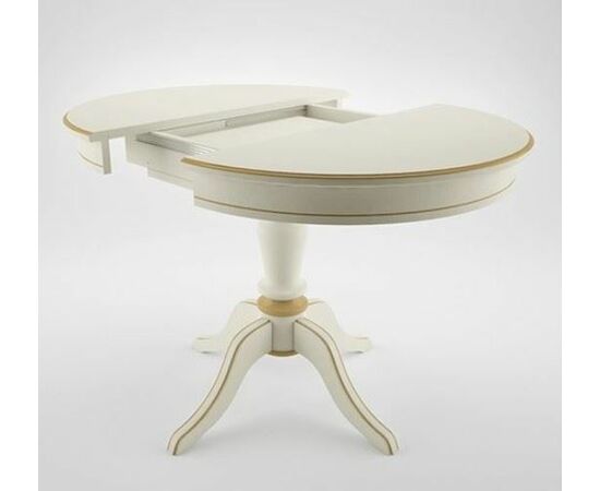 Стол обеденный круглый раздвижной Эгина-2 (Эмаль 11/патина золото/шпон дуб) Тип 2, изображение 3 | Интернет магазин мебели и декора LifeDekor