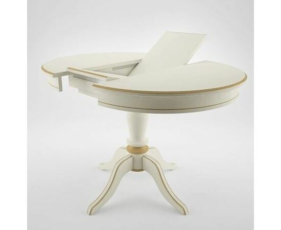 Стол обеденный круглый раздвижной Эгина-2 (Эмаль 11/патина золото/шпон дуб) Тип 2, изображение 4 | Интернет магазин мебели и декора LifeDekor