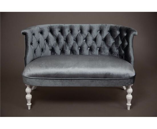 Диван Бархат (эмаль белая / 25 - грязно-голубой) | Интернет магазин мебели и декора LifeDekor