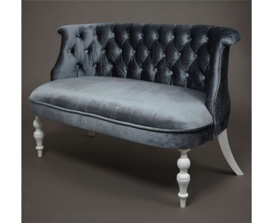 Диван Бархат (эмаль белая / 25 - грязно-голубой), изображение 2 | Интернет магазин мебели и декора LifeDekor