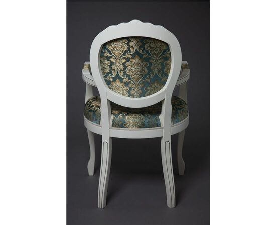 Кресло Милорд-12 (1013+патина золото/ткань Андрис бирюза Вензель) слоновая кость), изображение 2 | Интернет магазин мебели и декора LifeDekor