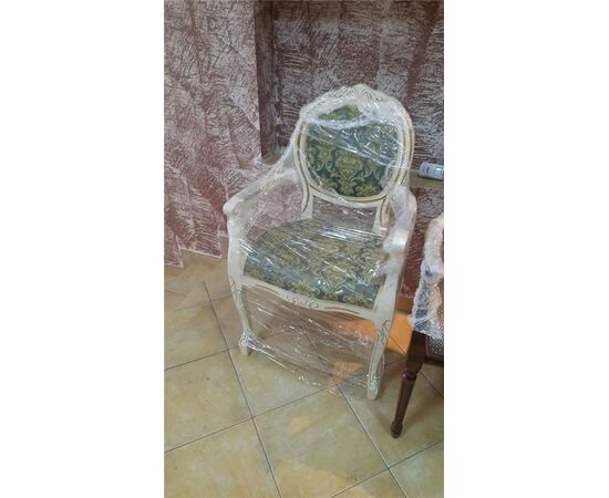 Кресло Милорд-12 (1013+патина золото/ткань Андрис бирюза Вензель) слоновая кость), изображение 3 | Интернет магазин мебели и декора LifeDekor