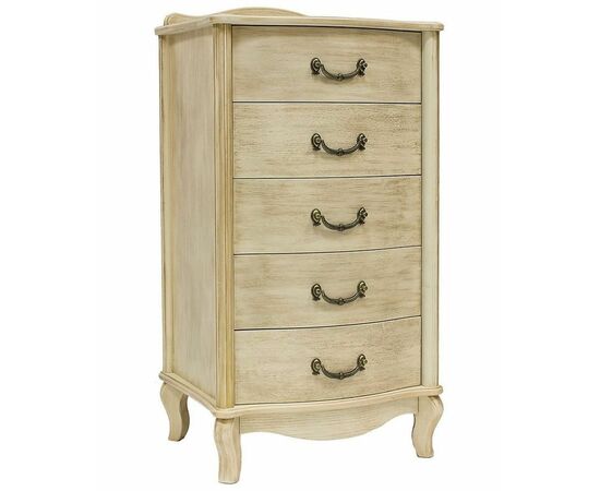 Комод "Джульетта" узкий 5 ящ. (дуб шампань/золотая патина) Вис, изображение 2 | Интернет магазин мебели и декора LifeDekor