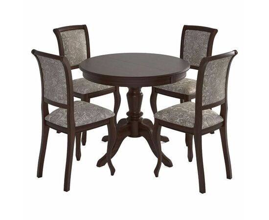 Стол обеденный круглый раздвижной Эгина-2 (Темный орех/шпон дуб) Тип 2, изображение 2 | Интернет магазин мебели и декора LifeDekor