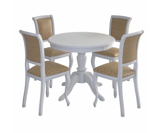 Стол обеденный круглый раздвижной Эгина-2 (Белый/шпон бук) тип 2, изображение 3 | Интернет магазин мебели и декора LifeDekor