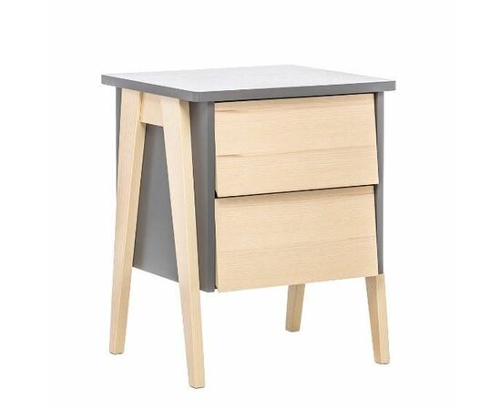 Тумбочка "Сканди" 2 ящ. (Натуральное дерево/серый ясень) | Интернет магазин мебели и декора LifeDekor