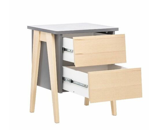 Тумбочка "Сканди" 2 ящ. (Натуральное дерево/серый ясень), изображение 2 | Интернет магазин мебели и декора LifeDekor