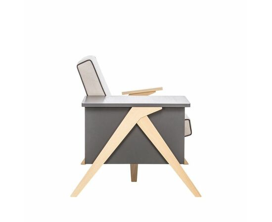 Сканди комбо (кресло+тумба) (Натуральное дерево/серый ясень, ткань Verona light grey, кант Verona Antrazite grey), изображение 4 | Интернет магазин мебели и декора LifeDekor