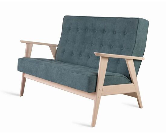Диван двухместный РЕТРО (беленый дуб / RS 29 - бирюзовый) | Интернет магазин мебели и декора LifeDekor