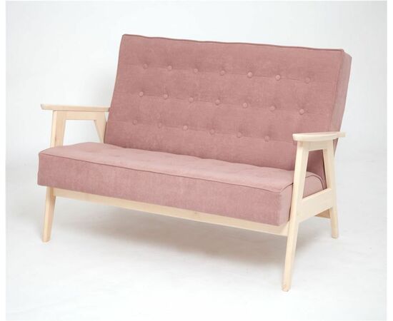 Диван двухместный РЕТРО (беленый дуб / RS 12 - розовый) | Интернет магазин мебели и декора LifeDekor