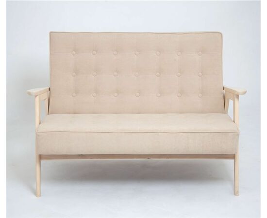 Диван двухместный РЕТРО (беленый дуб / RS3 - бежевый) | Интернет магазин мебели и декора LifeDekor