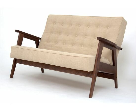 Диван двухместный РЕТРО (темный тон / RS 03 - бежевый) | Интернет магазин мебели и декора LifeDekor