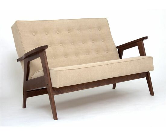Диван двухместный РЕТРО (темный тон / RS 03 - бежевый), изображение 2 | Интернет магазин мебели и декора LifeDekor