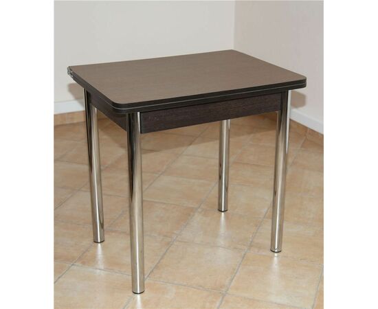 Стол обеденный ЛС-831 (Береза Эрмана темная/ ноги Хром/кромка+царги венге) | Интернет магазин мебели и декора LifeDekor