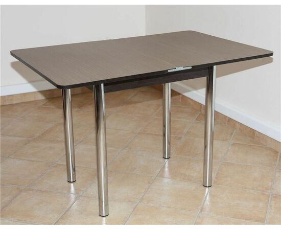 Стол обеденный ЛС-831 (Береза Эрмана темная/ ноги Хром/кромка+царги венге), изображение 2 | Интернет магазин мебели и декора LifeDekor