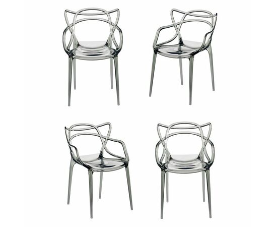 Комплект из 4-х стульев Masters прозрачный серый | Интернет магазин мебели и декора LifeDekor