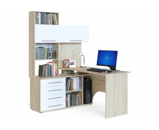 Стол КСТ-14Л левый дуб сонома / белый | Интернет магазин мебели и декора LifeDekor