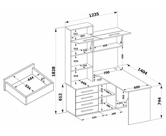 Стол КСТ-14Л левый дуб сонома / белый, изображение 2 | Интернет магазин мебели и декора LifeDekor
