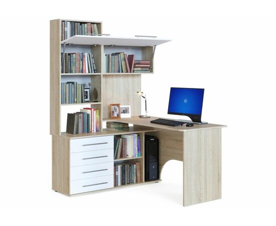 Стол КСТ-14Л левый дуб сонома / белый, изображение 3 | Интернет магазин мебели и декора LifeDekor