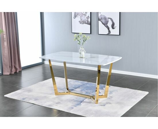 Стол обеденный Ланс DT-2852, 140х80х75 см, белый мрамор, изображение 3 | Интернет магазин мебели и декора LifeDekor