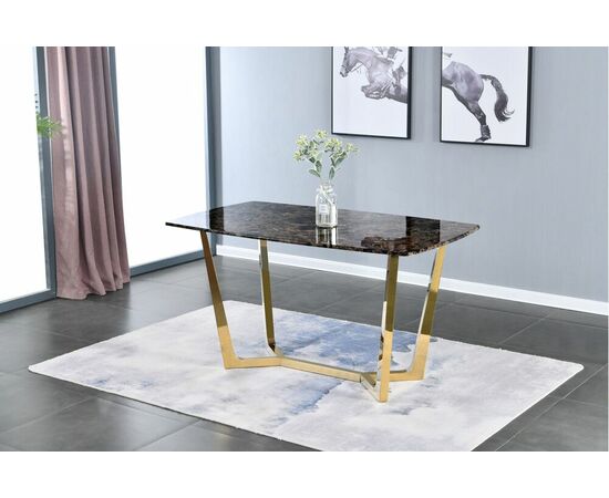 Стол обеденный Ланс DT-2852M.1, 160х90х75 см, коричневый мрамор, изображение 4 | Интернет магазин мебели и декора LifeDekor