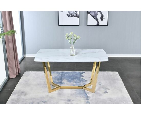 Стол обеденный Ланс DT-2852, 140х80х75 см, белый мрамор, изображение 4 | Интернет магазин мебели и декора LifeDekor