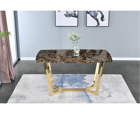 Стол обеденный Ланс DT-2852M.1, 160х90х75 см, коричневый мрамор, изображение 3 | Интернет магазин мебели и декора LifeDekor