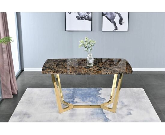 Стол обеденный Ланс DT-2852M.1, 160х90х75 см, коричневый мрамор, изображение 2 | Интернет магазин мебели и декора LifeDekor
