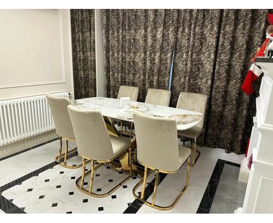 Стул обеденный Пресли DX-2055-1, 46х47х88, бежевый, золото, изображение 3 | Интернет магазин мебели и декора LifeDekor