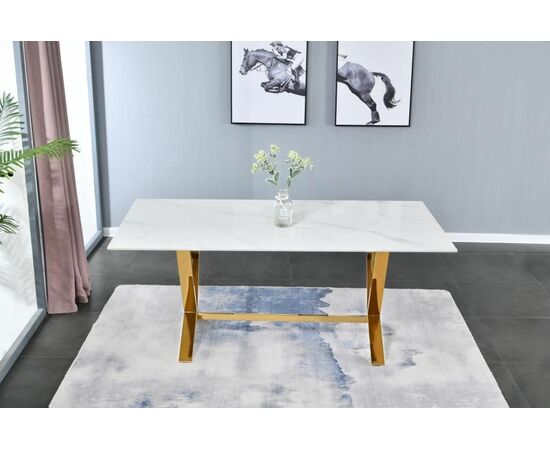 Стол обеденный Дориан DT-2853, 180х90х75 см, белый мрамор, изображение 3 | Интернет магазин мебели и декора LifeDekor