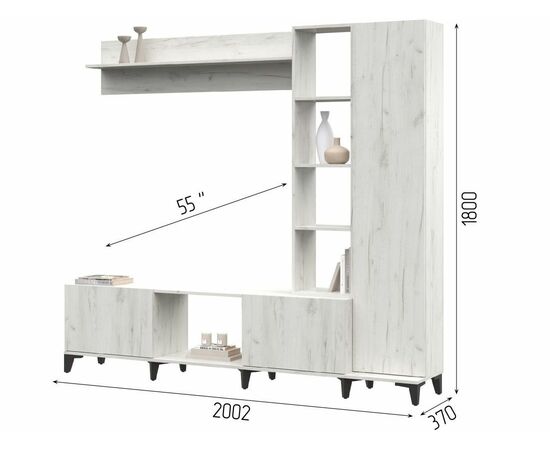 Стенка «Аурелия», дуб крафт белый, изображение 4 | Интернет магазин мебели и декора LifeDekor