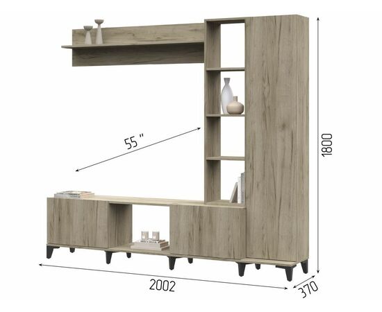 Стенка «Аурелия», дуб крафт серый, изображение 4 | Интернет магазин мебели и декора LifeDekor