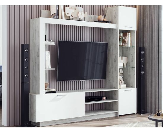 Стенка «Онтарио», Софт вайт/Дуб крафт белый, изображение 3 | Интернет магазин мебели и декора LifeDekor