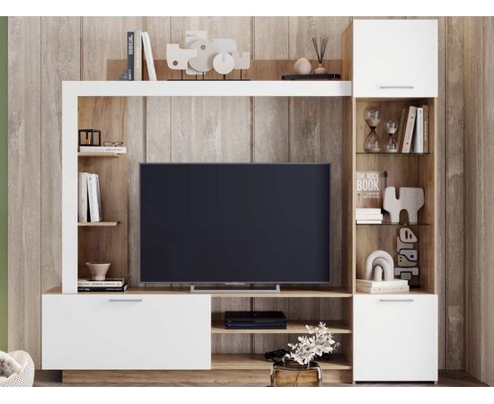 Стенка «Онтарио», Софт вайт/Дуб крафт золотой, изображение 2 | Интернет магазин мебели и декора LifeDekor