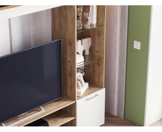 Стенка «Онтарио», Софт вайт/Дуб крафт золотой, изображение 4 | Интернет магазин мебели и декора LifeDekor