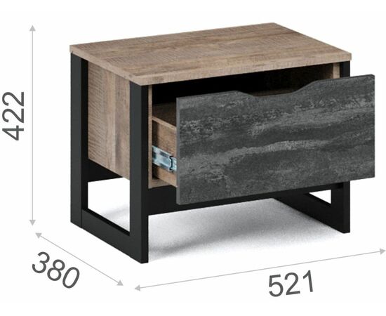 Тумба «Стокгольм» 1ящ, Дуб гранж песочный/Железный камень, изображение 3 | Интернет магазин мебели и декора LifeDekor