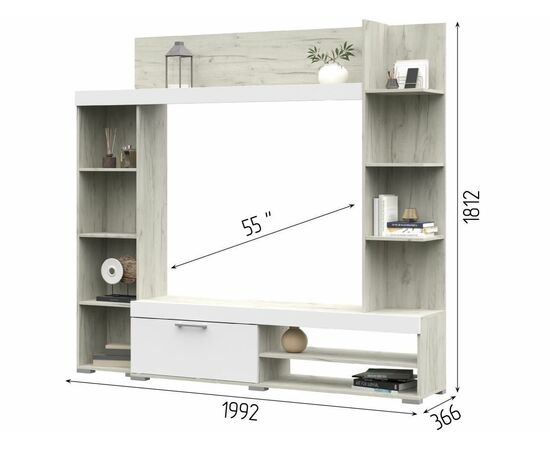 Стенка «Васанта», Софт вайт/Дуб крафт белый, изображение 6 | Интернет магазин мебели и декора LifeDekor