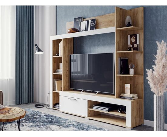 Стенка «Васанта», Софт вайт/Дуб крафт золото, изображение 3 | Интернет магазин мебели и декора LifeDekor