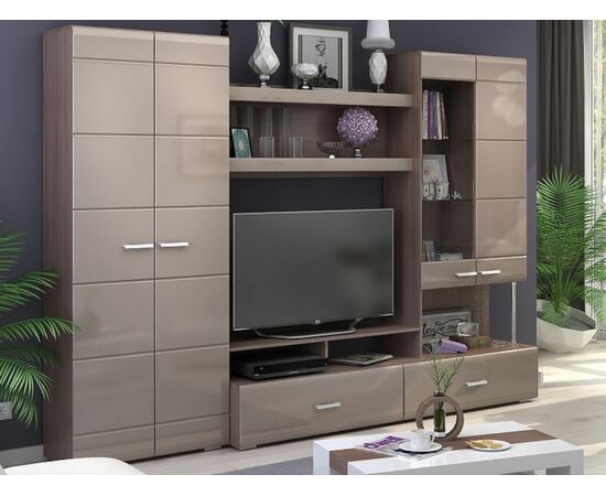 Стенка «Вегас», Кофе с молоком/шимо темный, изображение 2 | Интернет магазин мебели и декора LifeDekor