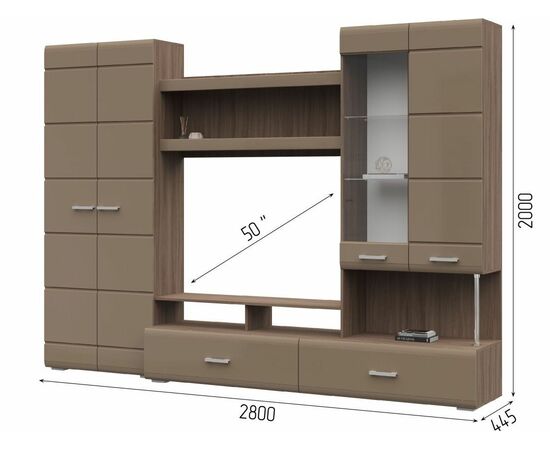 Стенка «Вегас», Кофе с молоком/шимо темный, изображение 4 | Интернет магазин мебели и декора LifeDekor