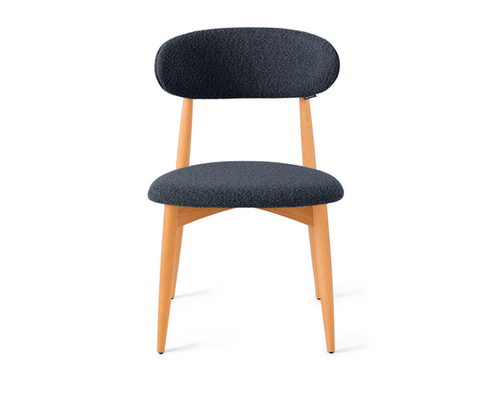 Стул Lucas тёмно-серый букле с ножками цвета орех, изображение 2 | Интернет магазин мебели и декора LifeDekor