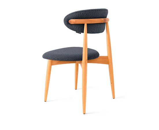 Стул Lucas тёмно-серый букле с ножками цвета орех, изображение 3 | Интернет магазин мебели и декора LifeDekor