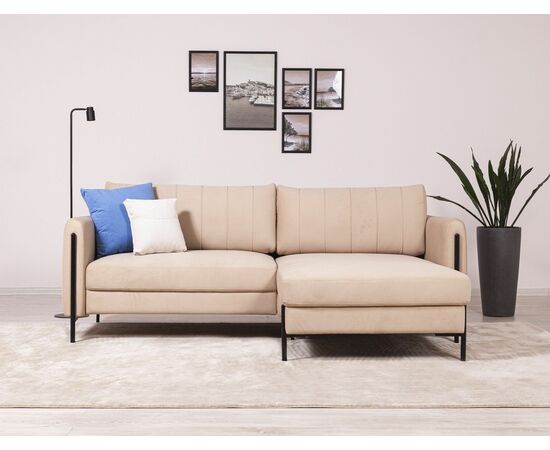 Barcelona диван-кровать с шезлонгом, велюр бежевый, изображение 5 | Интернет магазин мебели и декора LifeDekor