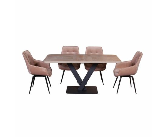 Стол Chester раздвижной  (120+40) дуб эндгрейн, опоры черные | Интернет магазин мебели и декора LifeDekor