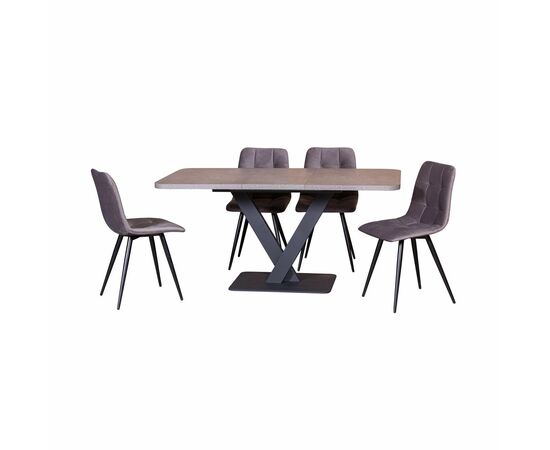 Стол Chester раздвижной  (120+40) камень темный, опоры черные | Интернет магазин мебели и декора LifeDekor