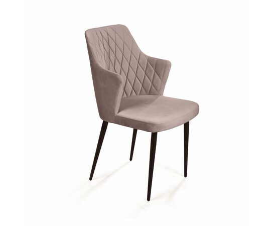 Стул с подлокотниками Hunt ромб, бархат пепельно-бежевый 25 / чёрный конус | Интернет магазин мебели и декора LifeDekor