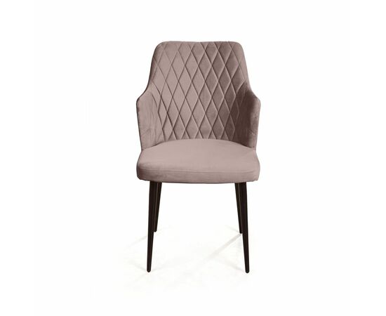 Стул с подлокотниками Hunt ромб, бархат пепельно-бежевый 25 / чёрный конус, изображение 3 | Интернет магазин мебели и декора LifeDekor