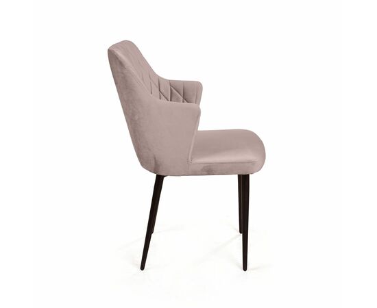 Стул с подлокотниками Hunt ромб, бархат пепельно-бежевый 25 / чёрный конус, изображение 4 | Интернет магазин мебели и декора LifeDekor